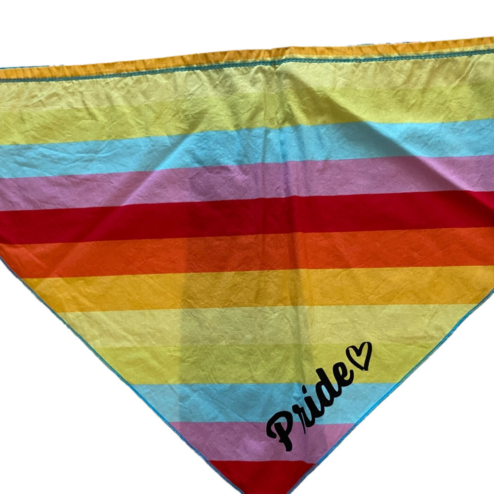 Unbranded Dog Bandana One Size Blue Rainbow LOVE